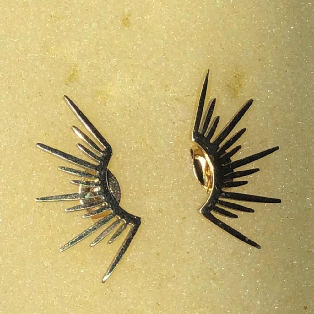 Gold Tone Dainty Boho Eye Earrings